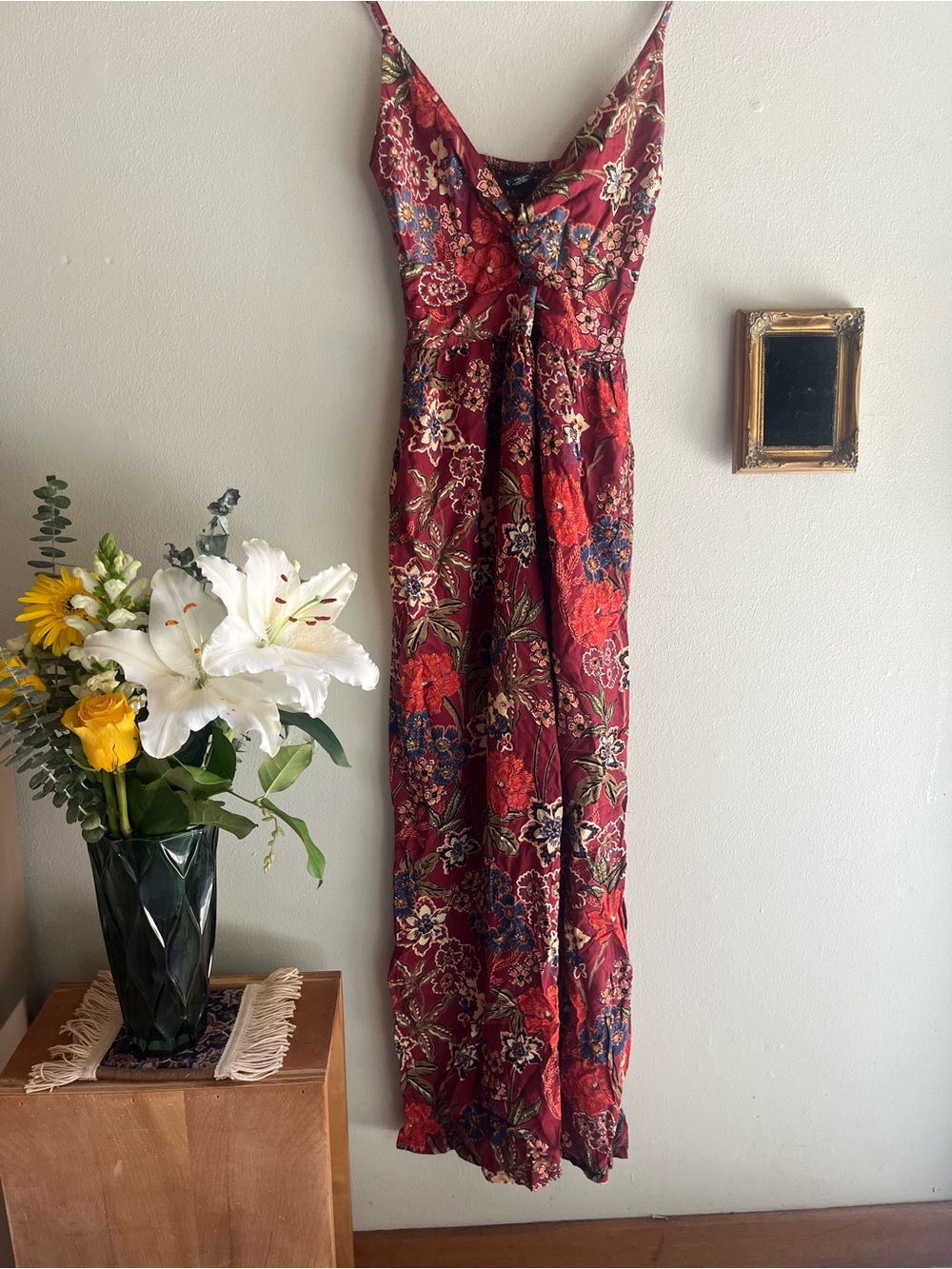 Angie Burgundy Floral Jumpsuit